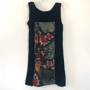 NWT Johnny Was Black Velvet Peacock Shift Dress